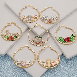 Kit Surtido de 18 Pares de Argollas con Diseños Surtidos de Oro Laminado al por mayor — SKU 148683