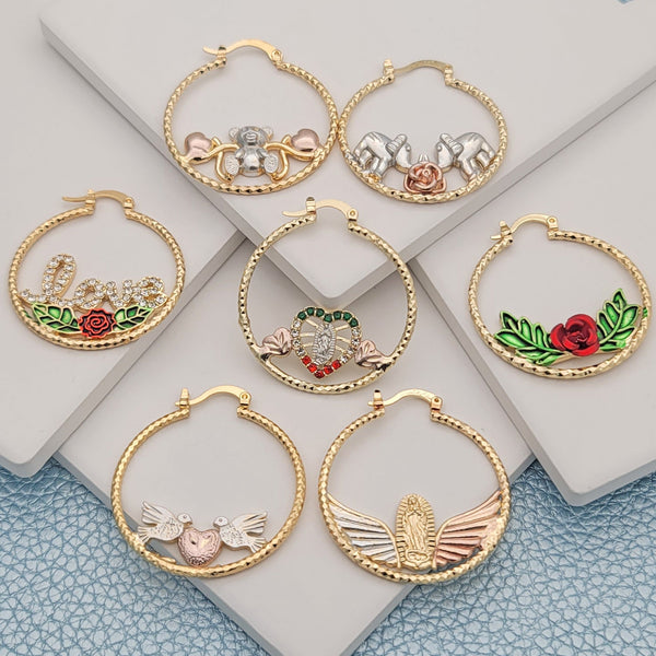 Kit Surtido de 18 Pares de Argollas con Diseños Surtidos de Oro Laminado al por mayor — SKU 148683