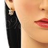 Argolla Huggie 02.210.0712.12 Oro Laminado, Diseño de Tortuga, con Blanca and Negro Zirconia Cubica, Pulido, Tono Dorado