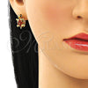Argolla Huggie 02.210.0712.1.12 Oro Laminado, Diseño de Tortuga, con Granate and Negro Zirconia Cubica, Pulido, Tono Dorado