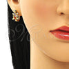 Argolla Huggie 02.210.0712.3.12 Oro Laminado, Diseño de Tortuga, con Multicolor Zirconia Cubica, Pulido, Tono Dorado