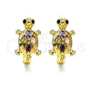 Argolla Huggie 02.210.0712.3.12 Oro Laminado, Diseño de Tortuga, con Multicolor Zirconia Cubica, Pulido, Tono Dorado