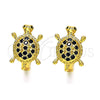 Argolla Huggie 02.210.0459.3.12 Oro Laminado, Diseño de Tortuga, con Negro Zirconia Cubica and Negro Micro Pave, Pulido, Tono Dorado