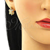 Argolla Huggie 02.210.0713.12 Oro Laminado, Diseño de Tortuga, con Blanca Zirconia Cubica and Negro Micro Pave, Pulido, Tono Dorado