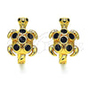 Argolla Huggie 02.210.0713.2.12 Oro Laminado, Diseño de Tortuga, con Negro Zirconia Cubica and Negro Micro Pave, Pulido, Tono Dorado