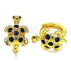 Argolla Huggie 02.210.0713.2.12 Oro Laminado, Diseño de Tortuga, con Negro Zirconia Cubica and Negro Micro Pave, Pulido, Tono Dorado