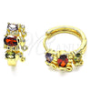 Argolla Huggie 02.210.0160.11.15 Oro Laminado, Diseño de Elefante, con Multicolor Zirconia Cubica, Pulido, Tono Dorado