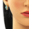 Argolla Huggie 02.210.0160.12.15 Oro Laminado, Diseño de Elefante, con Turquoise and Blanca Zirconia Cubica, Pulido, Tono Dorado