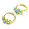 Argolla Huggie 02.210.0160.12.15 Oro Laminado, Diseño de Elefante, con Turquoise and Blanca Zirconia Cubica, Pulido, Tono Dorado