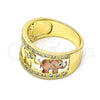 Anillo Multi Piedra 01.253.0010.1.07 Oro Laminado, Diseño de Elefante, con Multicolor Zirconia Cubica, Pulido, Tres Tonos (Size 7)