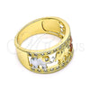 Anillo Multi Piedra 01.253.0010.1.07 Oro Laminado, Diseño de Elefante, con Multicolor Zirconia Cubica, Pulido, Tres Tonos (Size 7)