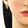 Argolla Huggie 02.210.0717.3.10 Oro Laminado, Diseño de Alas y Gota, con Multicolor Zirconia Cubica, Pulido, Tono Dorado