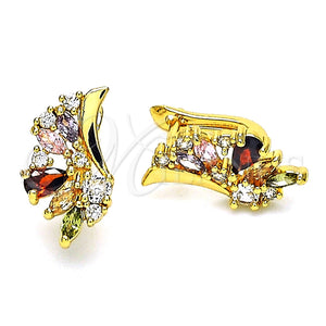 Argolla Huggie 02.210.0717.3.10 Oro Laminado, Diseño de Alas y Gota, con Multicolor Zirconia Cubica, Pulido, Tono Dorado