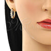 Argolla Huggie 02.210.0719.20 Oro Laminado, Diseño de Baguette, con Blanca Zirconia Cubica, Pulido, Tono Dorado