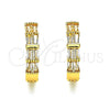 Argolla Huggie 02.210.0719.20 Oro Laminado, Diseño de Baguette, con Blanca Zirconia Cubica, Pulido, Tono Dorado