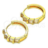 Argolla Huggie 02.210.0719.20 Oro Laminado, Diseño de Baguette, con Blanca Zirconia Cubica, Pulido, Tono Dorado
