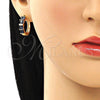 Argolla Huggie 02.210.0719.2.20 Oro Laminado, Diseño de Baguette, con Zafiro Azul Zirconia Cubica, Pulido, Tono Dorado