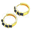 Argolla Huggie 02.210.0719.2.20 Oro Laminado, Diseño de Baguette, con Zafiro Azul Zirconia Cubica, Pulido, Tono Dorado