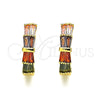 Argolla Huggie 02.210.0719.3.20 Oro Laminado, Diseño de Baguette, con Multicolor Zirconia Cubica, Pulido, Tono Dorado
