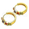 Argolla Huggie 02.210.0719.3.20 Oro Laminado, Diseño de Baguette, con Multicolor Zirconia Cubica, Pulido, Tono Dorado