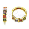 Argolla Huggie 02.210.0719.3.20 Oro Laminado, Diseño de Baguette, con Multicolor Zirconia Cubica, Pulido, Tono Dorado