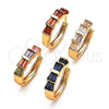 Argolla Huggie 02.210.0719.3.20 Oro Laminado, Diseño de Baguette, con Multicolor Zirconia Cubica, Pulido, Tono Dorado