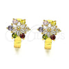 Argolla Huggie 02.210.0720.3.15 Oro Laminado, Diseño de Flor, con Multicolor Zirconia Cubica, Pulido, Tono Dorado