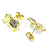 Arete Dormilona 02.284.0046 Oro Laminado, Diseño de Elefante, con Multicolor Zirconia Cubica, Pulido, Tono Dorado