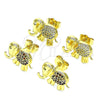 Arete Dormilona 02.284.0046 Oro Laminado, Diseño de Elefante, con Multicolor Zirconia Cubica, Pulido, Tono Dorado