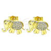 Arete Dormilona 02.284.0046.1 Oro Laminado, Diseño de Elefante, con Blanca Micro Pave, Pulido, Tono Dorado