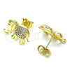 Arete Dormilona 02.284.0046.1 Oro Laminado, Diseño de Elefante, con Blanca Micro Pave, Pulido, Tono Dorado