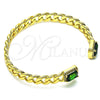 Aro Individual 07.341.0035 Oro Laminado, Diseño de Miami Cubana, con Verde Zirconia Cubica and Blanca Micro Pave, Pulido, Tono Dorado (07 MM Thickness, One size fits all)