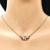 Juego de Arete y Dije de Adulto 10.210.0162.1 Oro Laminado, Diseño de Cisne, con Multicolor Zirconia Cubica, Pulido, Tono Dorado