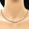 Gargantilla Elegante 04.130.0001.12 Oro Laminado, Diseño de Baguette, con Blanca Zirconia Cubica, Pulido, Tono Dorado (05 MM Thickness, 12 Inches Length)