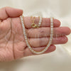 Gargantilla Elegante 04.130.0001.12 Oro Laminado, Diseño de Baguette, con Blanca Zirconia Cubica, Pulido, Tono Dorado (05 MM Thickness, 12 Inches Length)