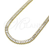 Gargantilla Elegante 04.130.0001.12 Oro Laminado, Diseño de Baguette, con Blanca Zirconia Cubica, Pulido, Tono Dorado (05 MM Thickness, 12 Inches Length)