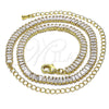 Gargantilla Elegante 04.130.0001.12 Oro Laminado, Diseño de Baguette, con Blanca Zirconia Cubica, Pulido, Tono Dorado (05 MM Thickness, 12 Inches Length)