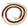 Gargantilla Elegante 04.130.0001.1.12 Oro Laminado, Diseño de Baguette, con Zirconia Cubica Granate, Pulido, Tono Dorado (Grosor 05 MM, 12 Pulgadas de Largo)