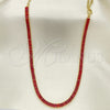 Gargantilla Elegante 04.130.0001.1.12 Oro Laminado, Diseño de Baguette, con Zirconia Cubica Granate, Pulido, Tono Dorado (Grosor 05 MM, 12 Pulgadas de Largo)