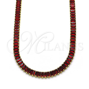Gargantilla Elegante 04.130.0001.1.12 Oro Laminado, Diseño de Baguette, con Granate Zirconia Cubica, Pulido, Tono Dorado (05 MM Thickness, 12 Inches Length)