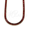 Gargantilla Elegante 04.130.0001.1.12 Oro Laminado, Diseño de Baguette, con Granate Zirconia Cubica, Pulido, Tono Dorado (05 MM Thickness, 12 Inches Length)