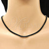 Gargantilla Elegante 04.130.0001.2.12 Oro Laminado, Diseño de Baguette, con Negro Zirconia Cubica, Pulido, Tono Dorado (05 MM Thickness, 12 Inches Length)