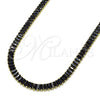 Gargantilla Elegante 04.130.0001.2.12 Oro Laminado, Diseño de Baguette, con Negro Zirconia Cubica, Pulido, Tono Dorado (05 MM Thickness, 12 Inches Length)