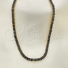 Gargantilla Elegante 04.130.0001.2.12 Oro Laminado, Diseño de Baguette, con Negro Zirconia Cubica, Pulido, Tono Dorado (05 MM Thickness, 12 Inches Length)