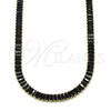 Gargantilla Elegante 04.130.0001.2.12 Oro Laminado, Diseño de Baguette, con Negro Zirconia Cubica, Pulido, Tono Dorado (05 MM Thickness, 12 Inches Length)