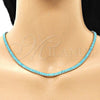Gargantilla Elegante 04.130.0001.3.12 Oro Laminado, Diseño de Baguette, con Turquoise Zirconia Cubica, Pulido, Tono Dorado (05 MM Thickness, 12 Inches Length)