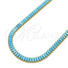 Gargantilla Elegante 04.130.0001.3.12 Oro Laminado, Diseño de Baguette, con Turquoise Zirconia Cubica, Pulido, Tono Dorado (05 MM Thickness, 12 Inches Length)