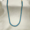 Gargantilla Elegante 04.130.0001.3.12 Oro Laminado, Diseño de Baguette, con Turquoise Zirconia Cubica, Pulido, Tono Dorado (05 MM Thickness, 12 Inches Length)