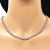 Gargantilla Elegante 04.130.0001.4.12 Oro Laminado, Diseño de Baguette, con Rosado Zirconia Cubica, Pulido, Tono Dorado (05 MM Thickness, 12 Inches Length)