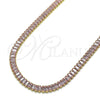 Gargantilla Elegante 04.130.0001.4.12 Oro Laminado, Diseño de Baguette, con Rosado Zirconia Cubica, Pulido, Tono Dorado (05 MM Thickness, 12 Inches Length)